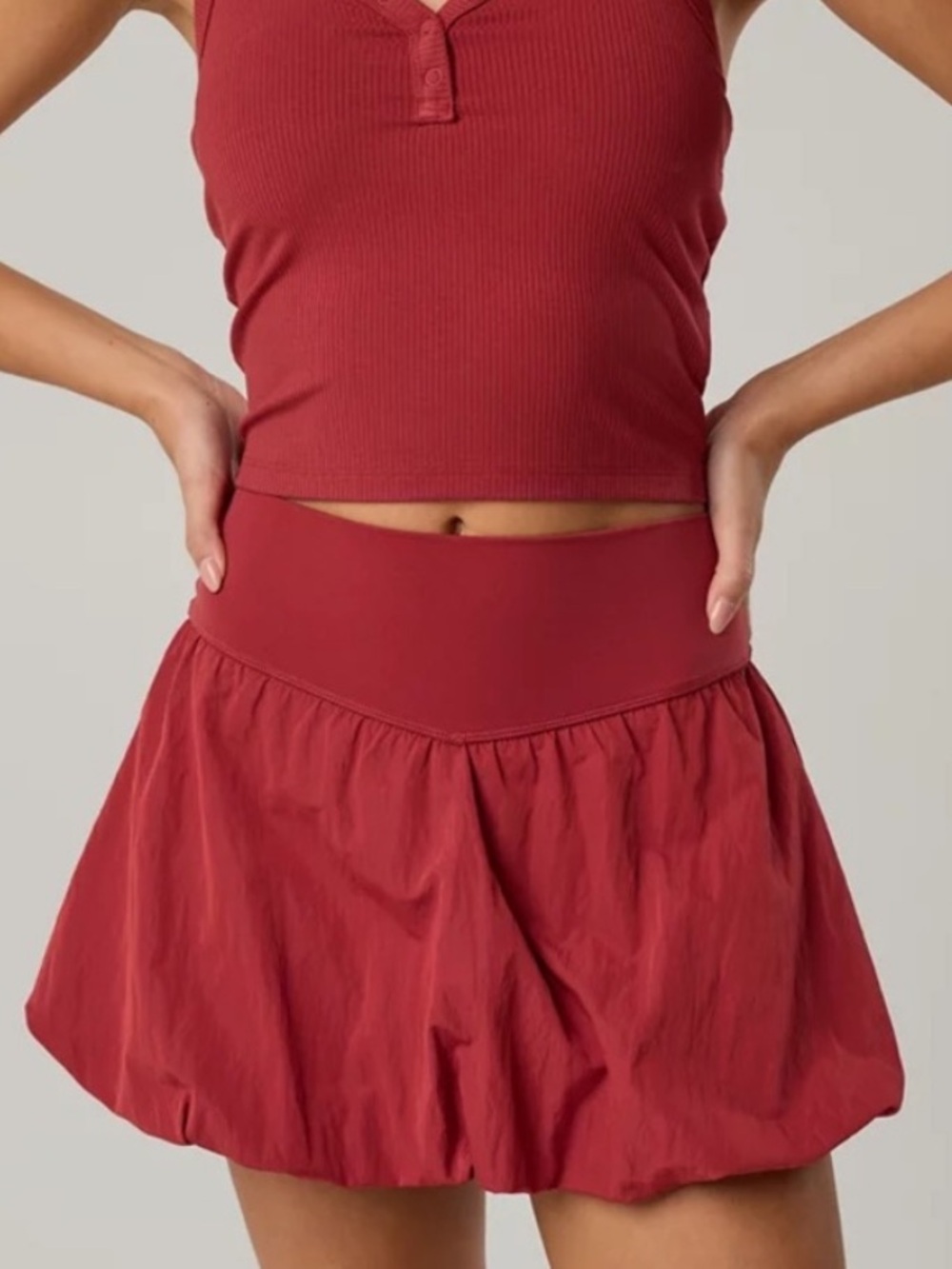 Bubble Skort OFFLINE By Aerie Real Me NWT M Red skirt with shorts